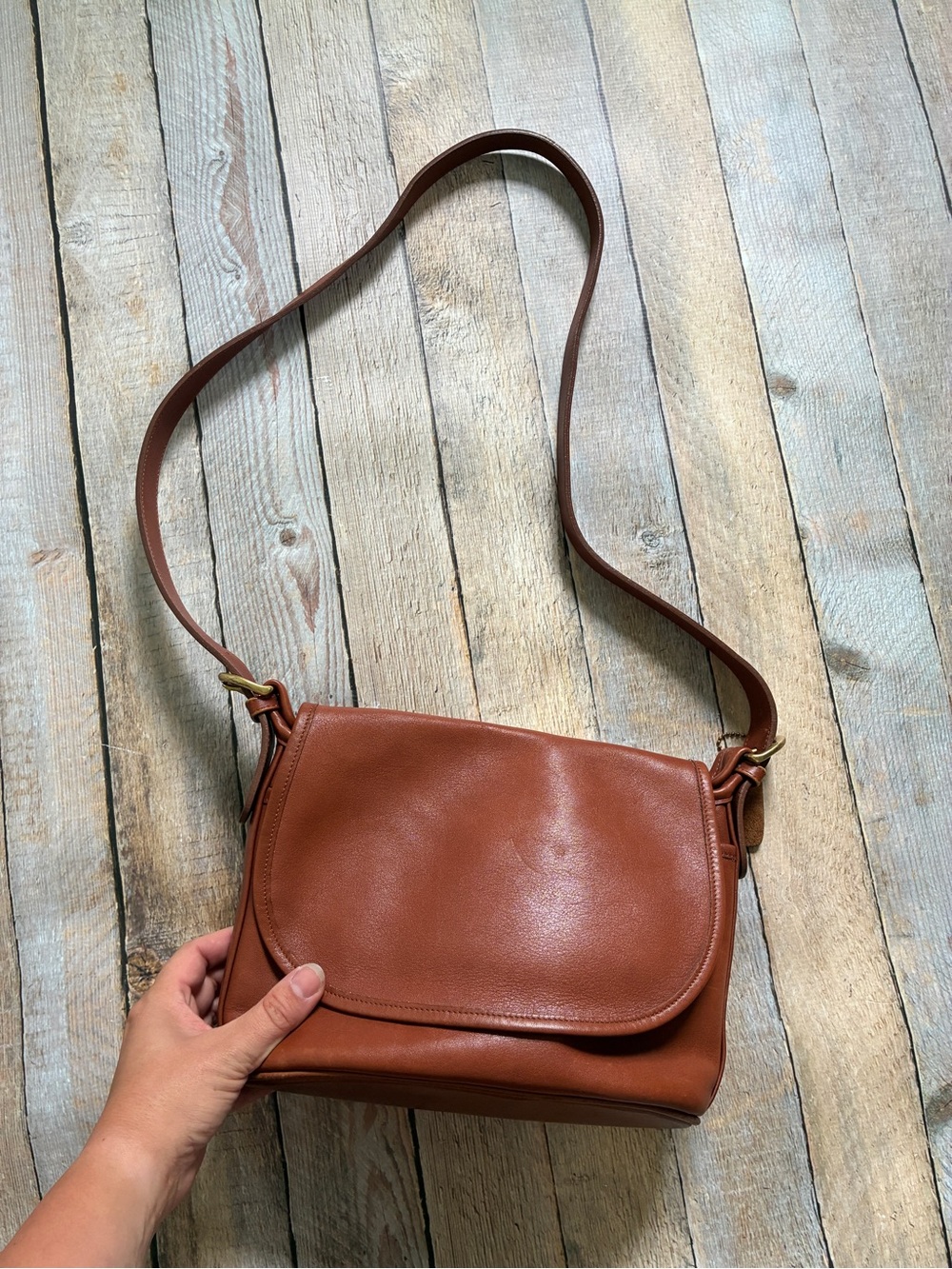 VTG Coach Patricia's Legacy Cognac Brown Leather Flap Crossbody Saddle  Bag